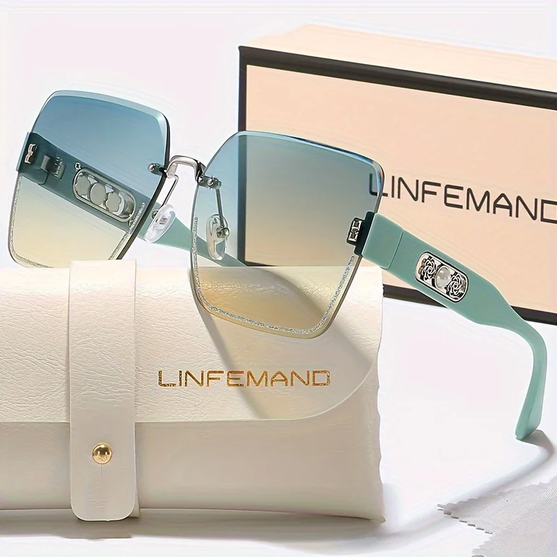 نظارات شمسية عصرية متدرجة بدون إطار من LINFEMAND ب...