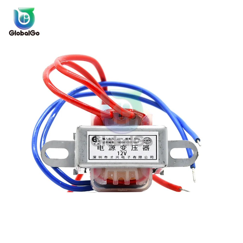 AC 220 to AC 6V 9V 12V Output Voltage 1W EI Copper Core 50Hz~60Hz Single Voltage 2 Line Copper Power Transformer