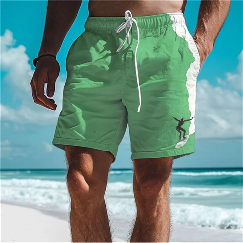 Simple Surfer Pattern Board Shorts Fashion Trend Surfing Enthusiasts 3D Printed Beach Short Casual Oversized Swim Trunks For Men 4