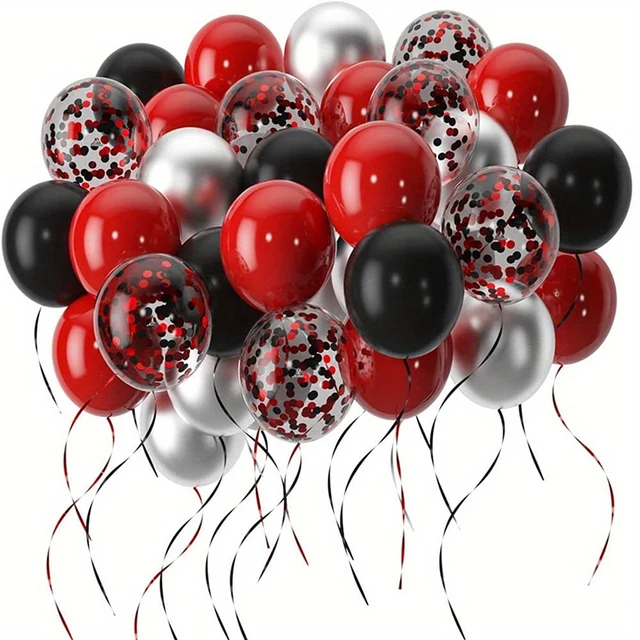 20/40 pièces ballons de couleurs mélangées noir et rouge ballons confettis de 12 pouces, ensemble de ballons de décoration de mariage et d'anniversaire, anniversaire D 1