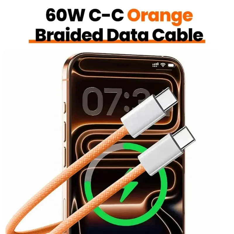 60W Type C To Type-C Fast Charging Cable Data Line for Iphone 17 Pro Max USBC To C Cable Wire Cord for IPhone 15 16 17 Samsung