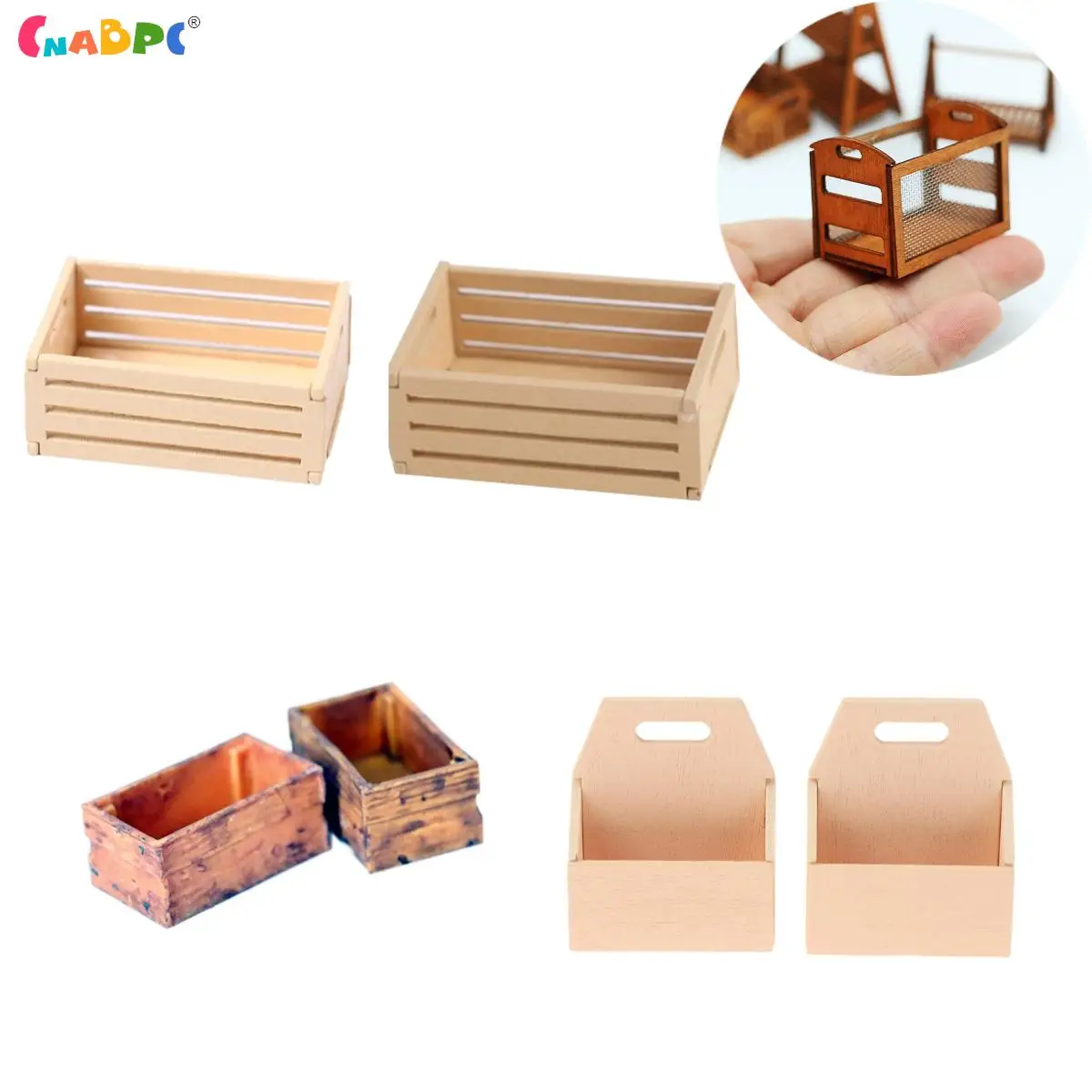 

1/3 pcs Dollhouse Mini Fruit Basket Wooden Frame Storage Box Storage Frame BasketsToy Accessories Model Miniature Scene Decor