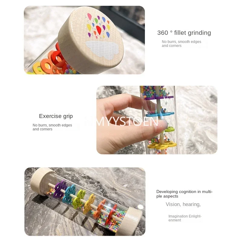 Baby Wooden Rain Sound Pipe Simulation Rain Sound Wooden Toy Gift Hourglass Fun Music Shaker Early Education Enlightenment Toy 5