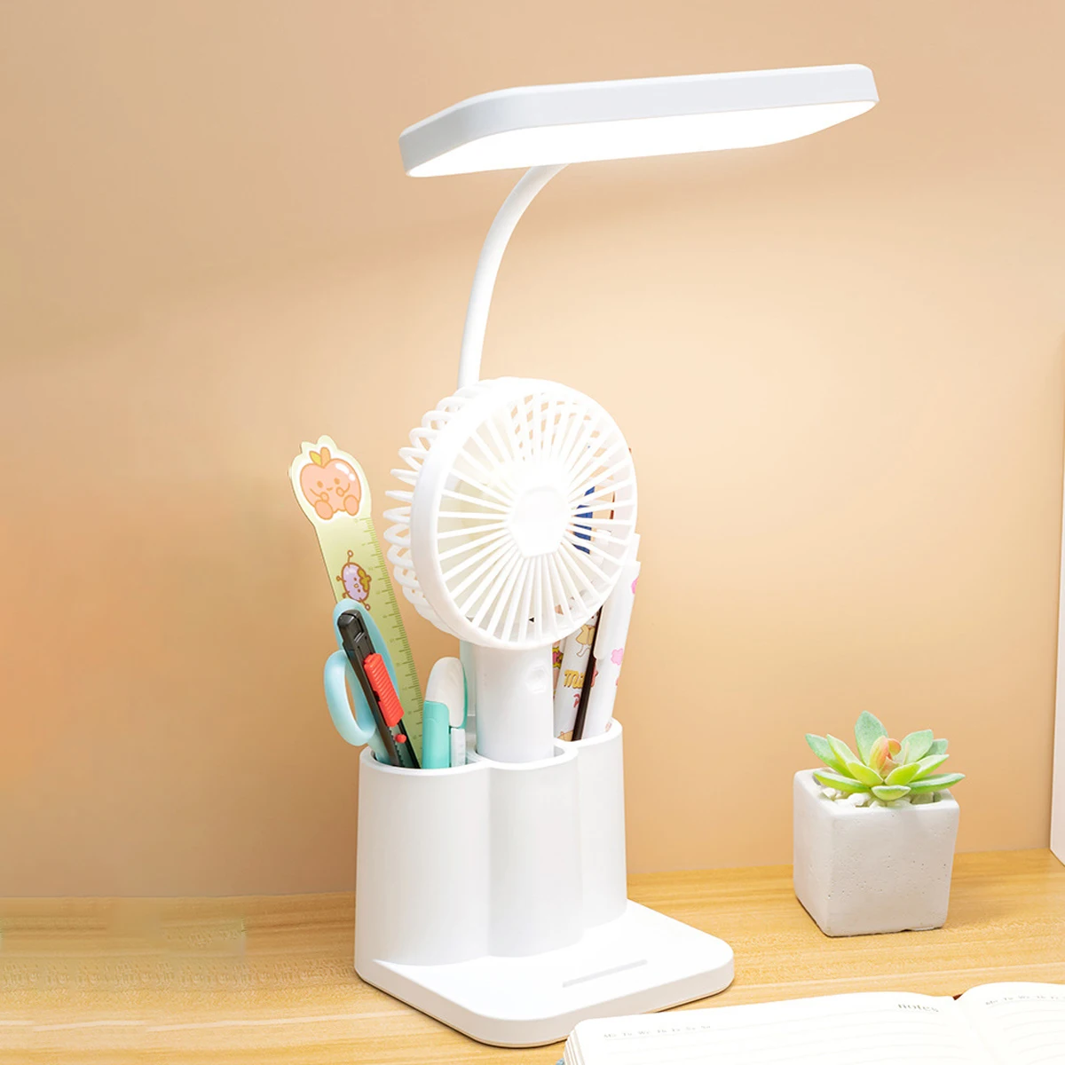 USB Rechargeable Table Lamp Learning Dormitory Bedroom Bedside LED Night Light Eye Protection 3 Levels Dimmable Touch Desk Lamp 2