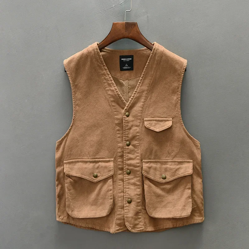 New Autumn Vintage Men's Work Casual Vest Motorcycle Rider Vest from China Mainland Motorcycle Equipment Accessories