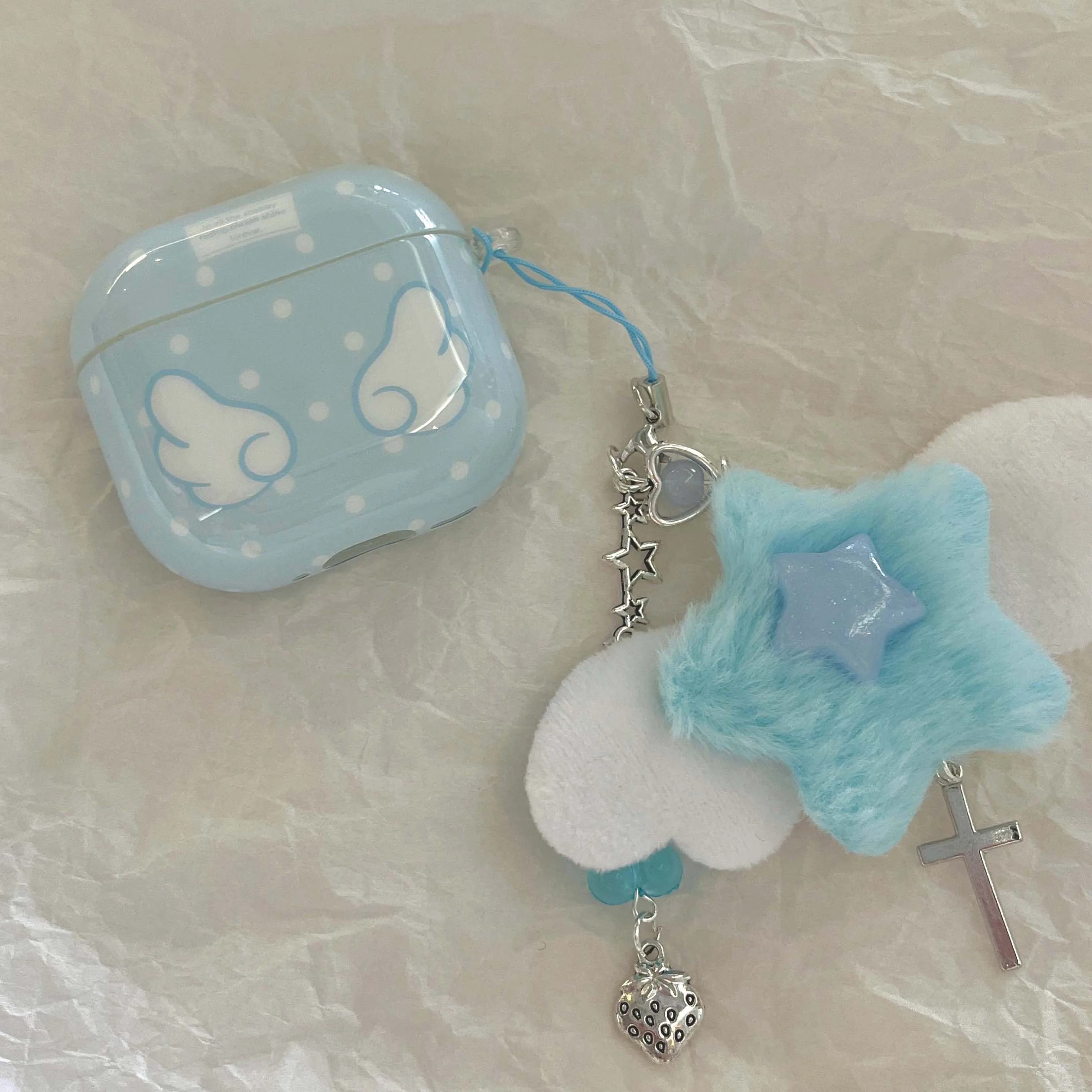 Blue Angel Wings Wireless Bluetooth Charging Case - Cartoon Earphone Protector
