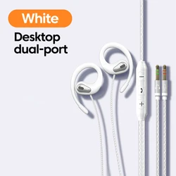Clip - on Wired Control Earbuds with 9D Surround Sound and HD Mic (White d 3.5mm)