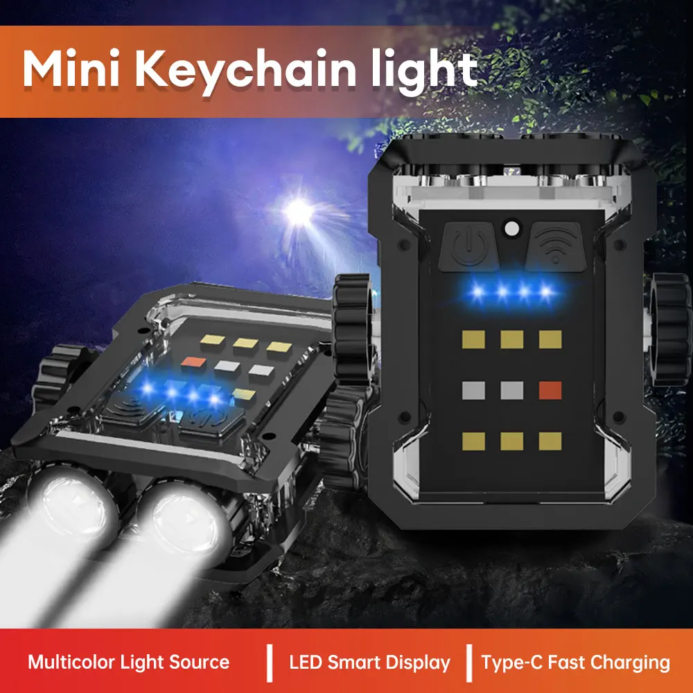 

Брелок-фонарик, USB Перезаряжаемый светодиодный мини-фонарик с зажимом, фотовспышка, 6 режимов, магнитная работа, светильник, водонепроницаемые мини-фонарики