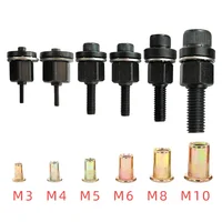 Rivet Nut Gun Drill Adapter Tool Riveting Manual Threaded Hand Riveter Inserts Metal License Plate Rivet Threads for Cars 1