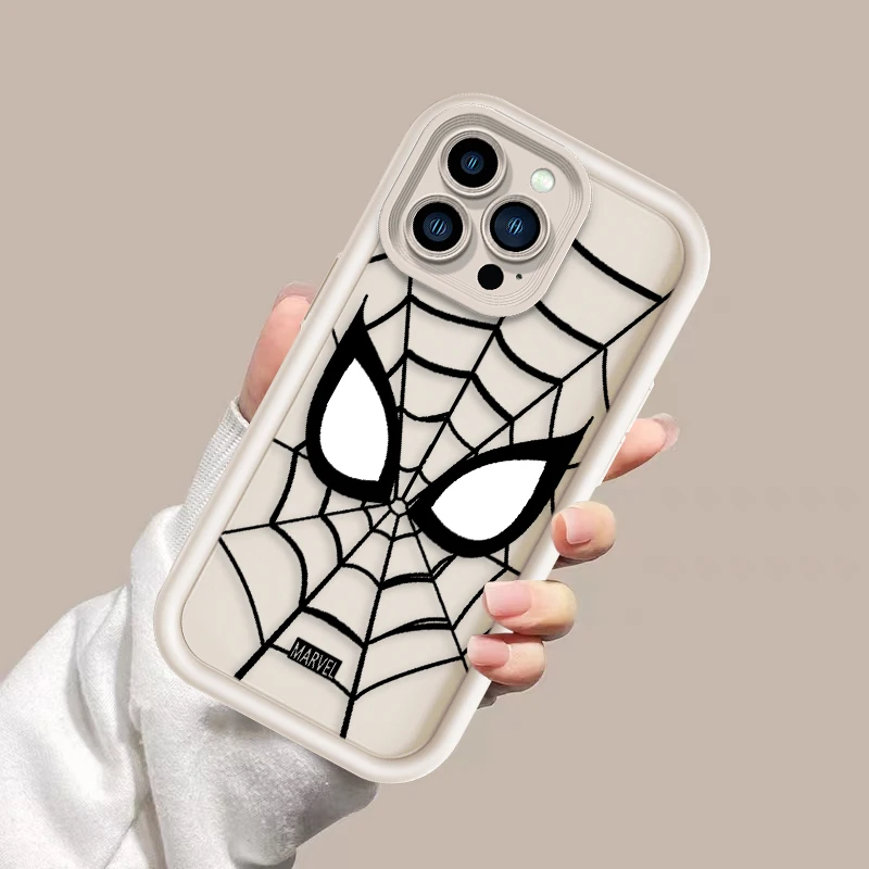 Art Comic Spiderman Logo For Apple iPhone 15 14 13 12 11 Mini XS XR X 8 7 Pro Max Plus Soft Eye Ladder Phone Case