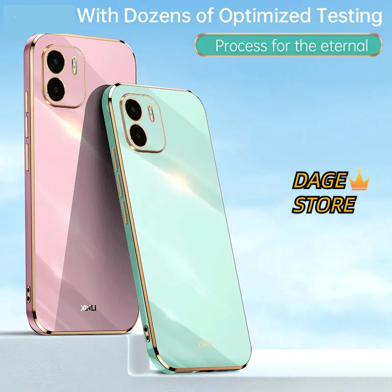 Custodia Morbida Con Placcatura 6D Per Xiaomi Redmi A1 Plus / Redmi 10 Power / Poco C40 Cover Posteriore In Silicone Quadrato Lucido Bling
