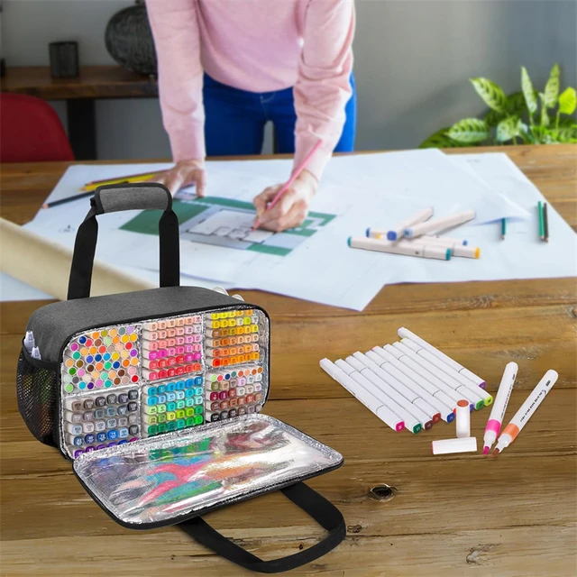 Custodia Pennarelli 180 Pezzi - Borsa Organizer Impermeabile Rosa Per Arte - Foto 10