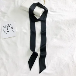 Elegant Silk Satin Hair Scarf and Fashion Accessory (Black)