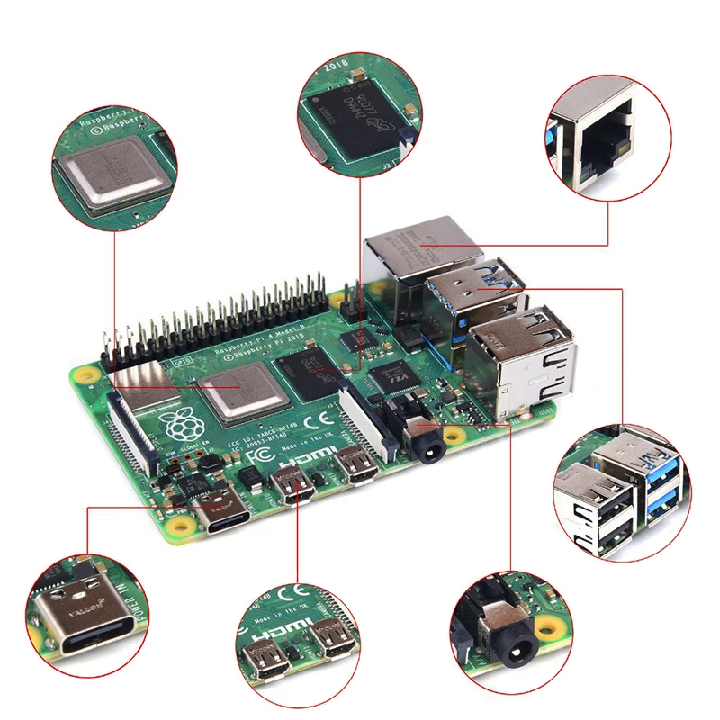 라즈베리 파이 4 모델 B, 4B RAM, 1GB, 2GB, 4GB, 8GB 코어, 1.5Ghz, 4K 마이크로 HDMI 호환, 파이 3B + 보다 빠른 3