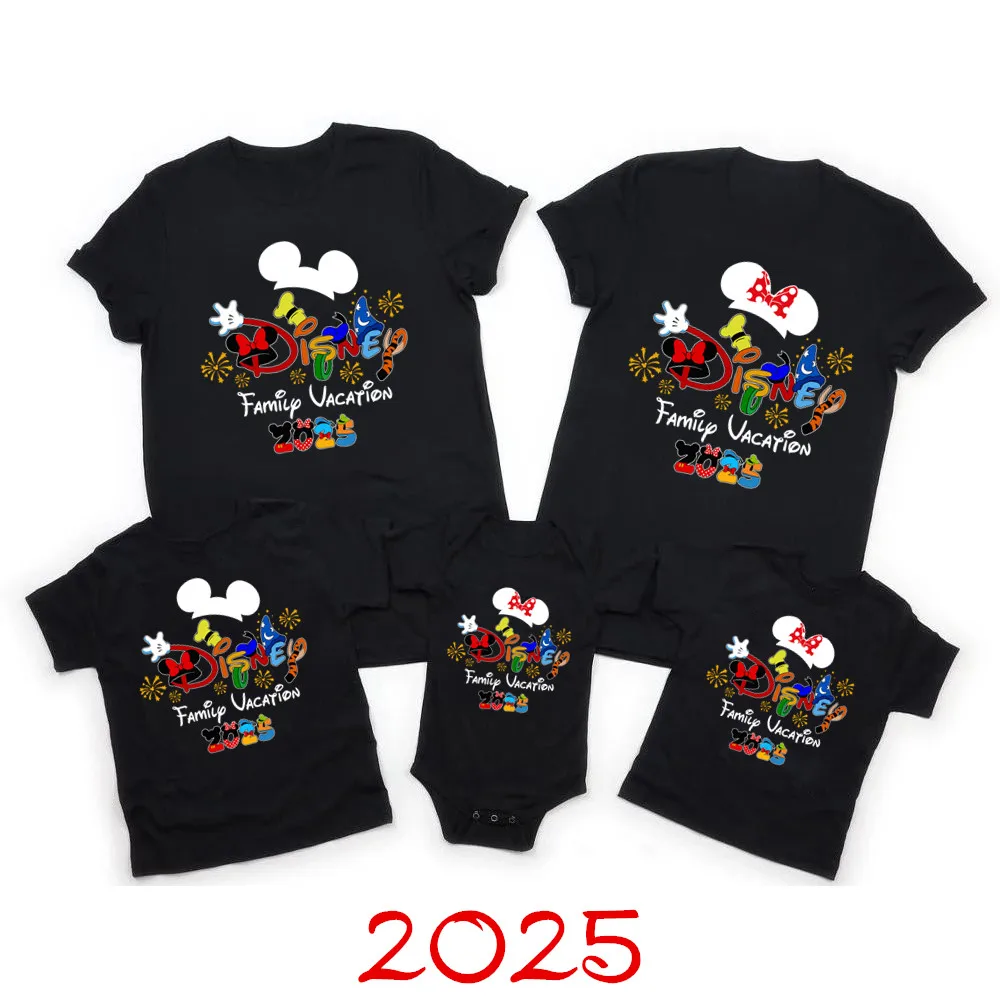 New 2025 Disney Family Vacation Father Mother-kids Family Matching Outfits Funny Disneyland Family Look 3