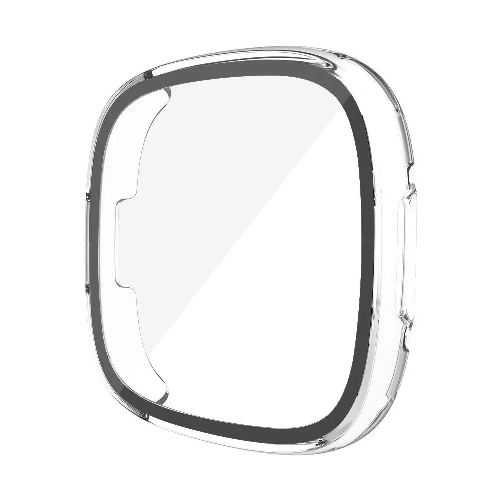 Enhanced Full Coverage Screen Protector Case for Fitbit Smartwatches - Durable PC Material with Glass Protection