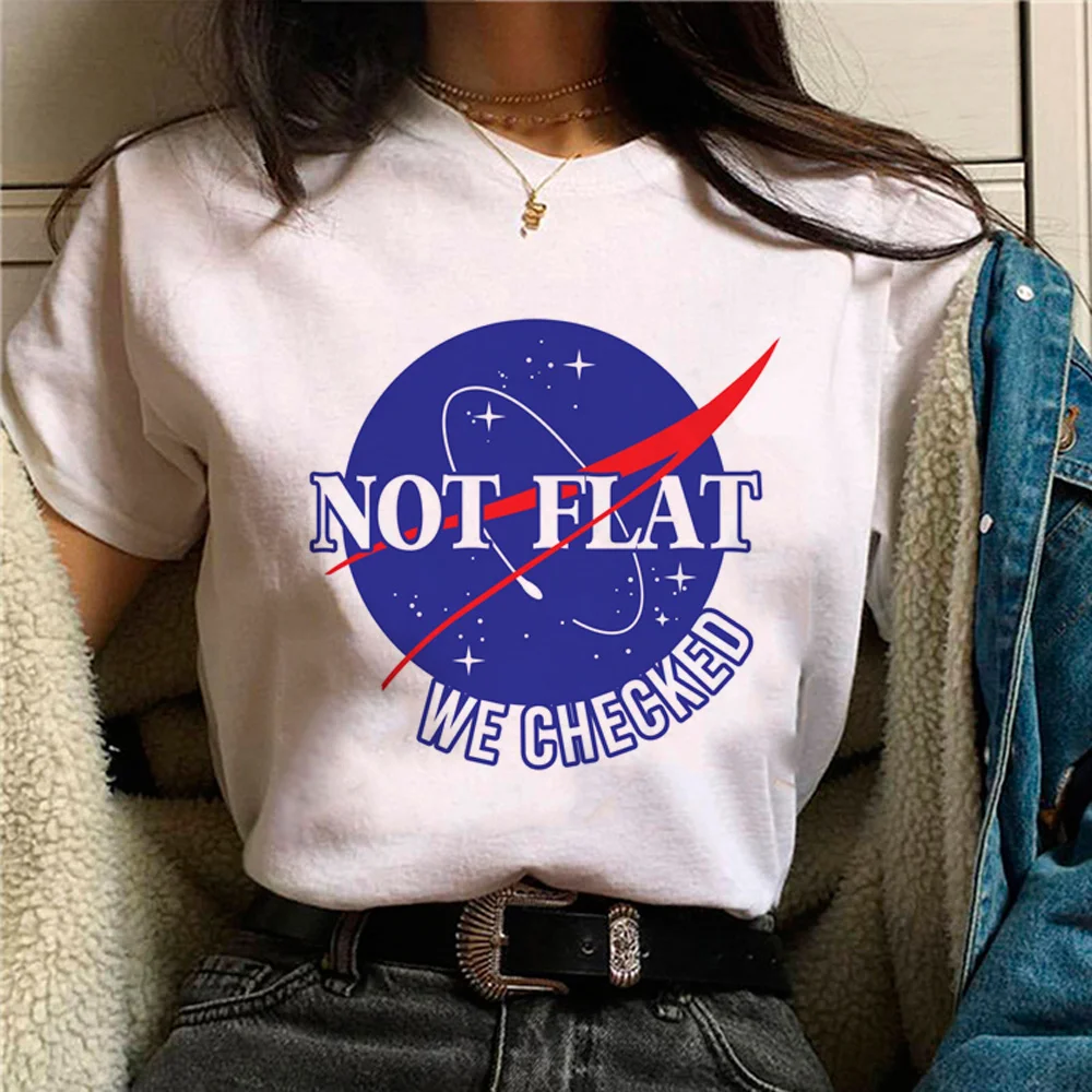 

Not Flat We Checked Tee women funny t-shirts girl y2k 2000s clothing