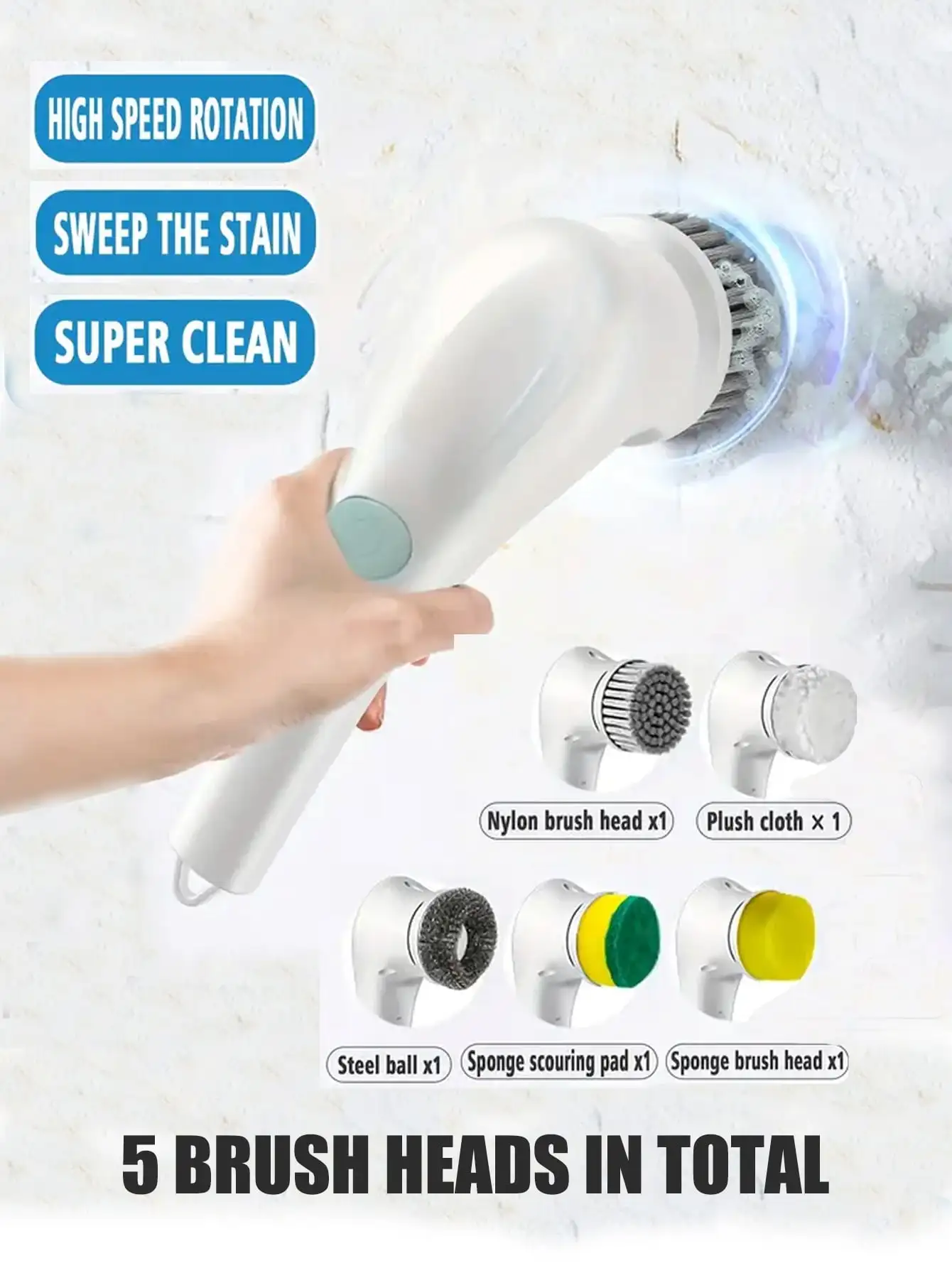  Electric Spin Scrubber,Long Battery Endurance Power Household Cleaning  Brushes,Electric Scrubber Brush for Cleaning Kitchen, Window, Sink, Dish,  Bathtub : Health & Household