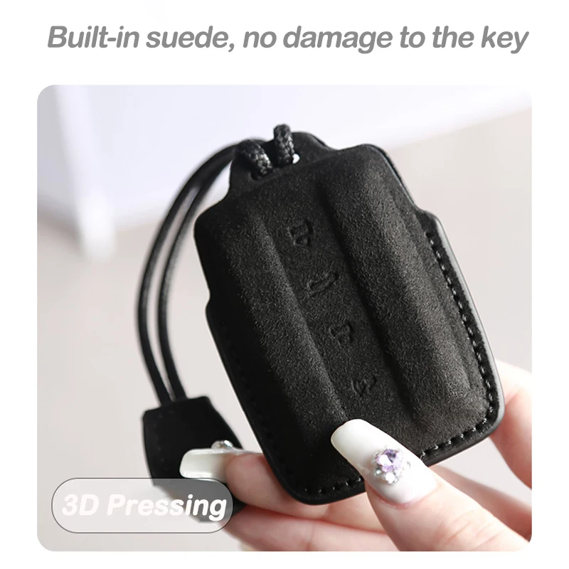 Premium Suede Key Case with Leather Cover and Keychain – Car Accessories