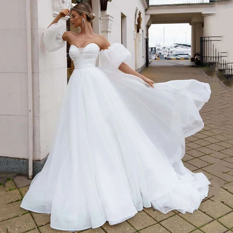 

Женское платье с коротким рукавом-фонариком, из органзы