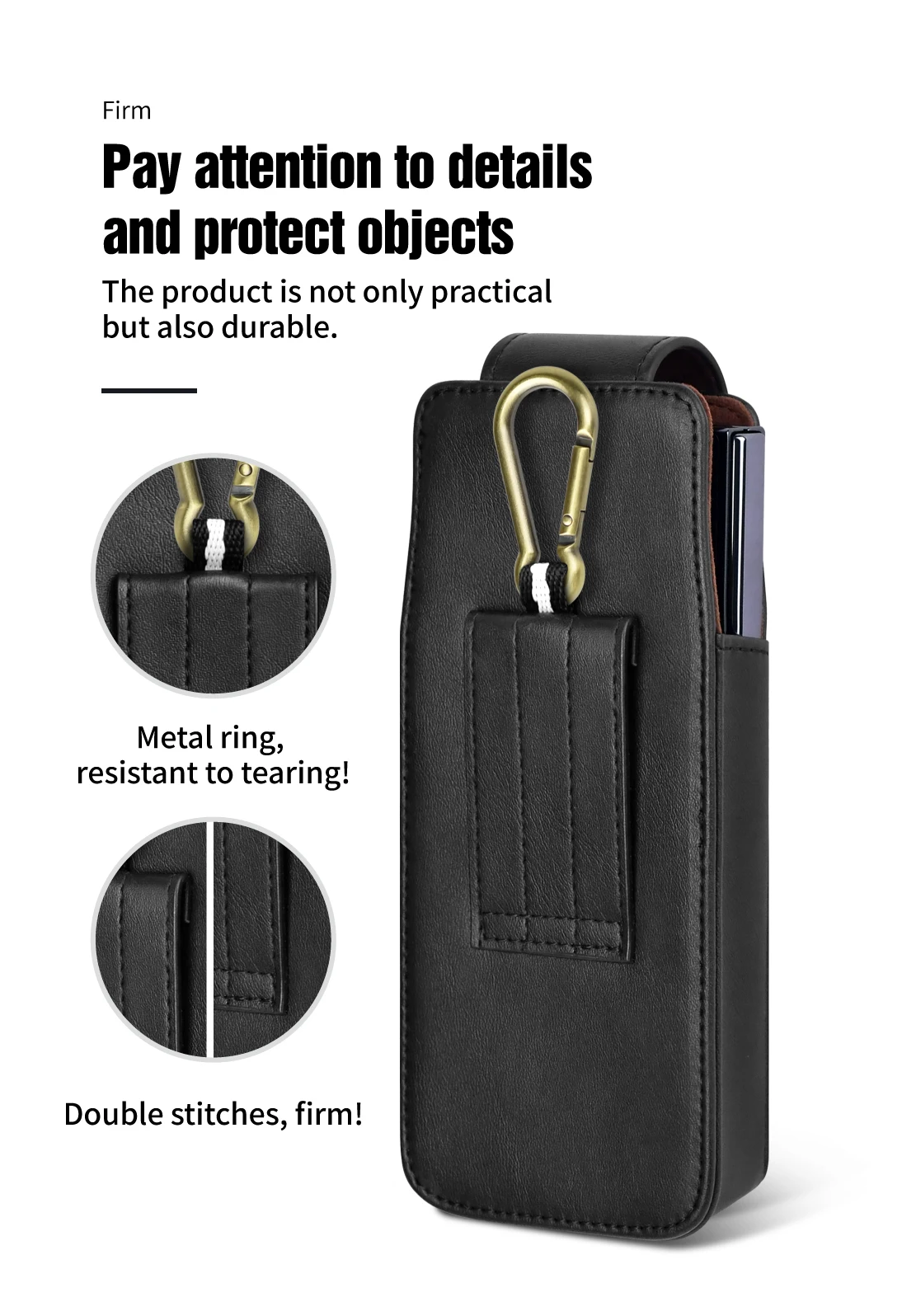 Pochette Ceinture Cuir Pour Téléphone - Compatible Galaxy Z Fold, S22, Huawei Mate X - Portefeuille Magnétique Avec Porte-cartes