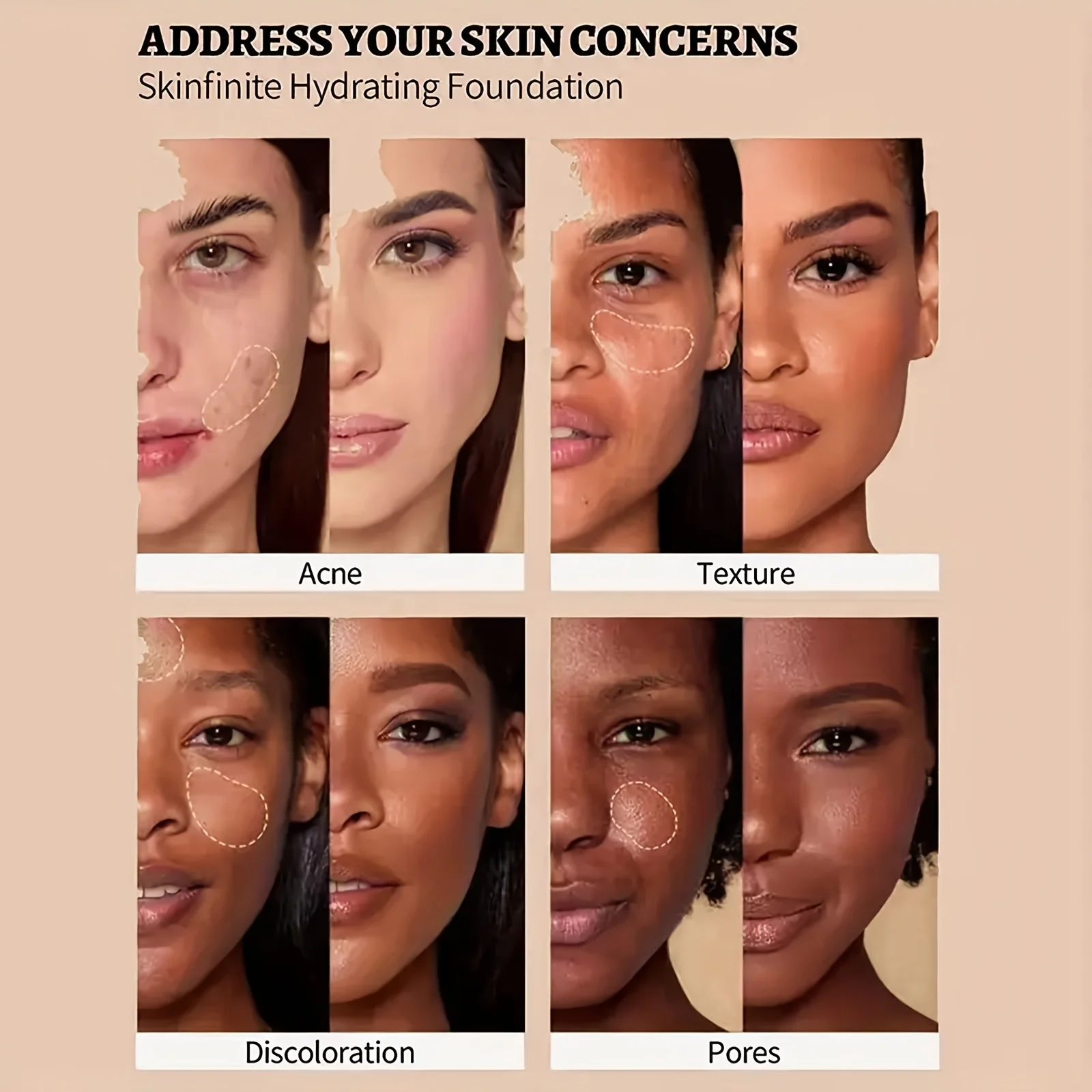 3-color liquid foundation, long-lasting complexion, suitable for normal and dry skin, long-lasting full coverage, matte finish, 3