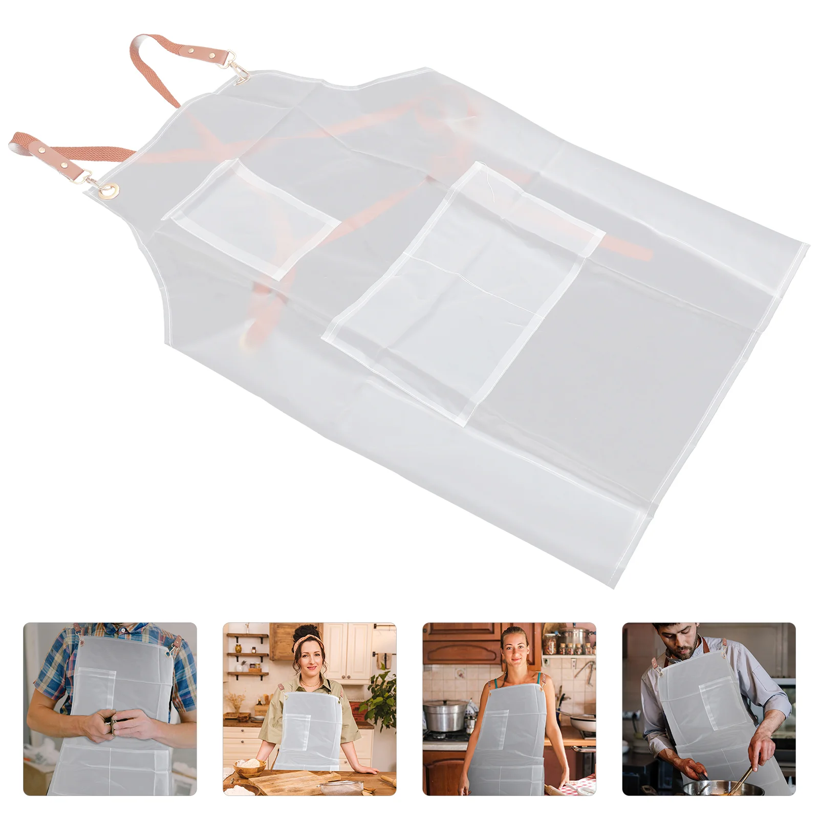 

No-wash Household Kitchen Oil-proof Work Apron Grooming Hair Stylist Cute TPU Clear Water Aprons for Men