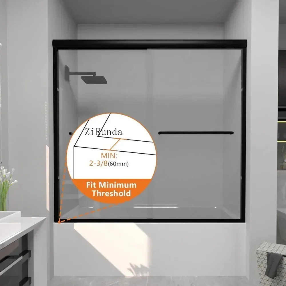 Semi-unframed shower head, tempered safety glass, 56-60 "W shower door 3