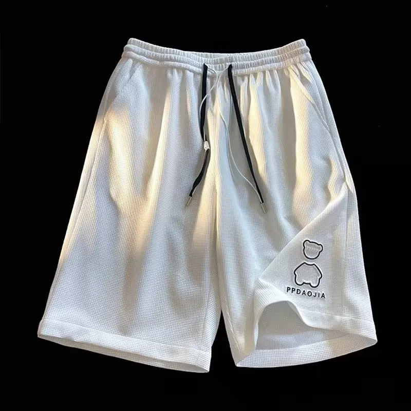 2023 New Bear Five-Six-Point Shorts Men's Loose American Ins Wide-Leg Summer Fashion Brand Waffle Casual Sports Basketball Pants
