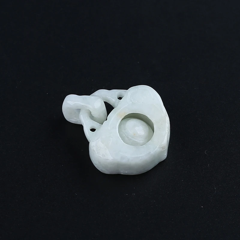 Natural Jadeite Fashion Jewelry Necklace Accessories Carved Lock Pendant Bead 26x21x7mm 6.1g