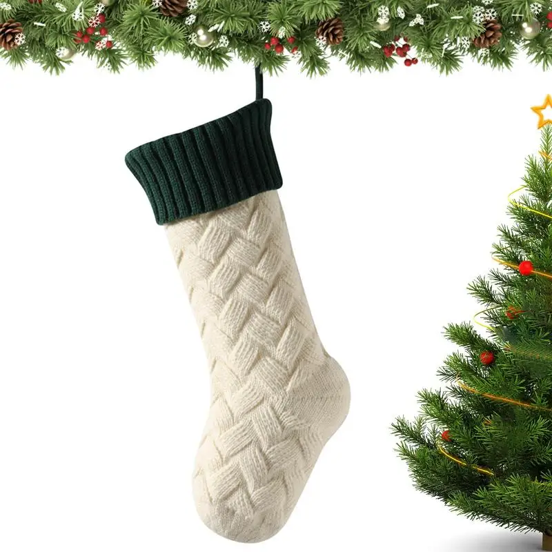 

Чулки для рождества, большие простые вязаные чулки, Подарочный пакет, милый подарок ручной работы, сумка для хранения, Рождественский семейный Декор на Рождество