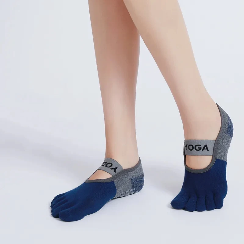 Five Fingers Yoga Socks Anti-slip Silicone Cotton Pilates Socks Women Backless Breathable Gym Fitness Dance Sports Socks