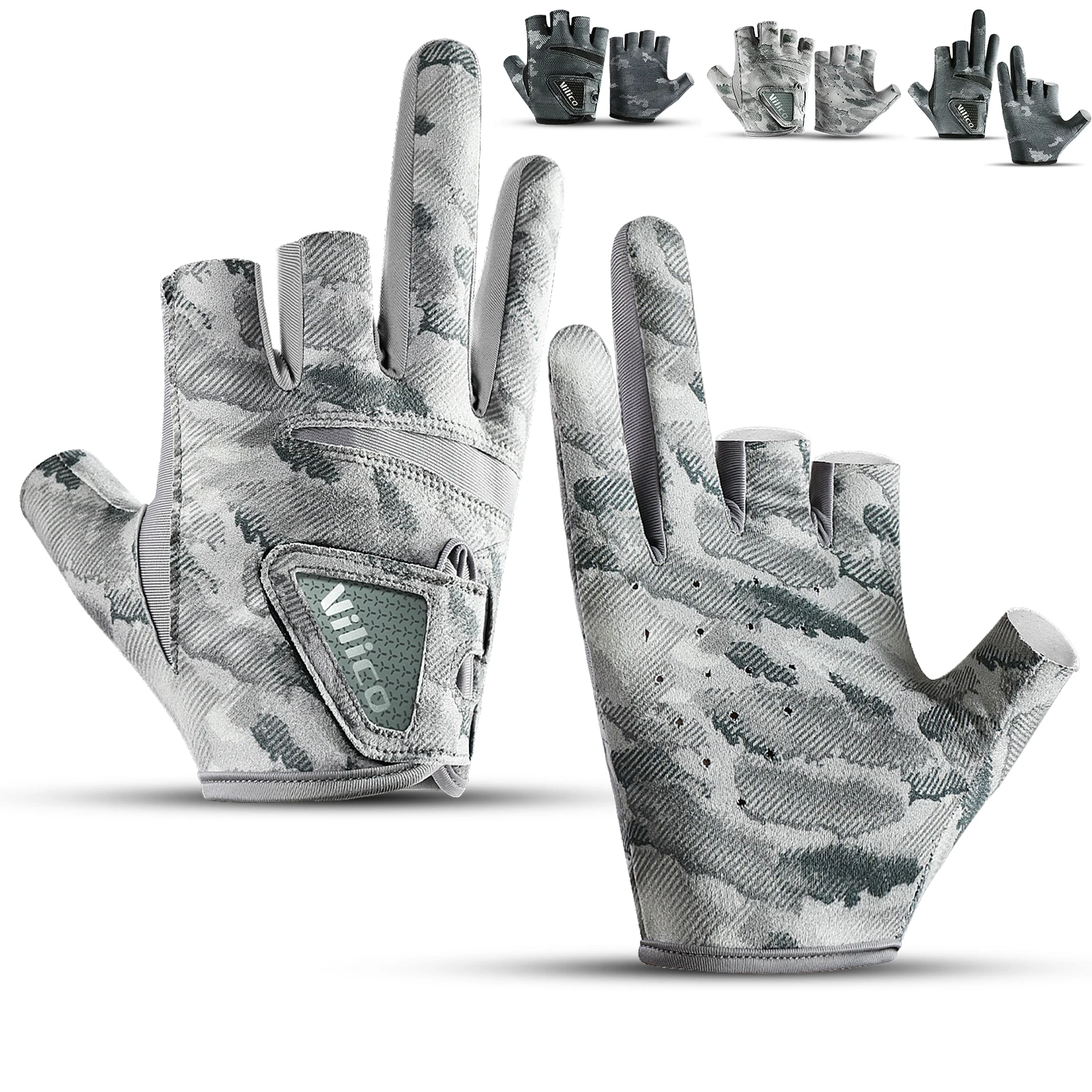 Fishing Gloves for Men Summer Fishing Road Sub Sunscreen and Anti Slip Ice Silk Breathable Thin Three Finger Cut Gloves