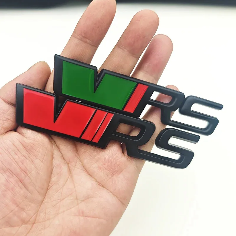 3D 메탈 RS 로고 VRS 자동차 전면 그릴 엠블럼 후면 트렁크 배지 스코다 VRS 옥타비아 1 2 3 라피드 코디악 카록 파비아 카미크 슈퍼브용
