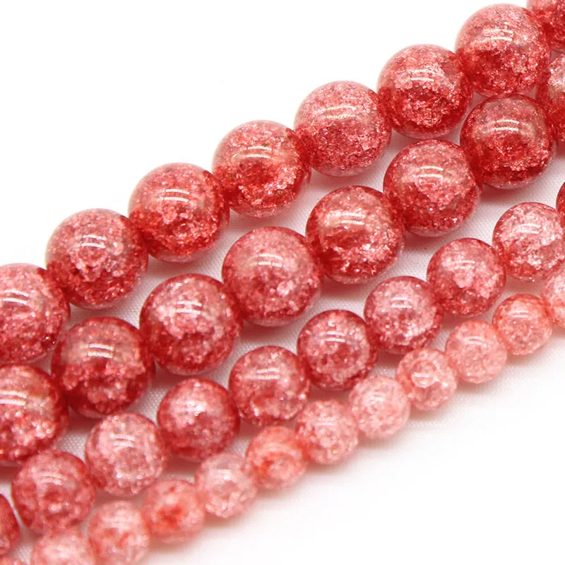 

Natural Stone Red Snow Cracked Crystal Beads 15" Strand 4 6 8 10 12 14MM Pick Size For Jewelry Making DIY Bracelet Necklace