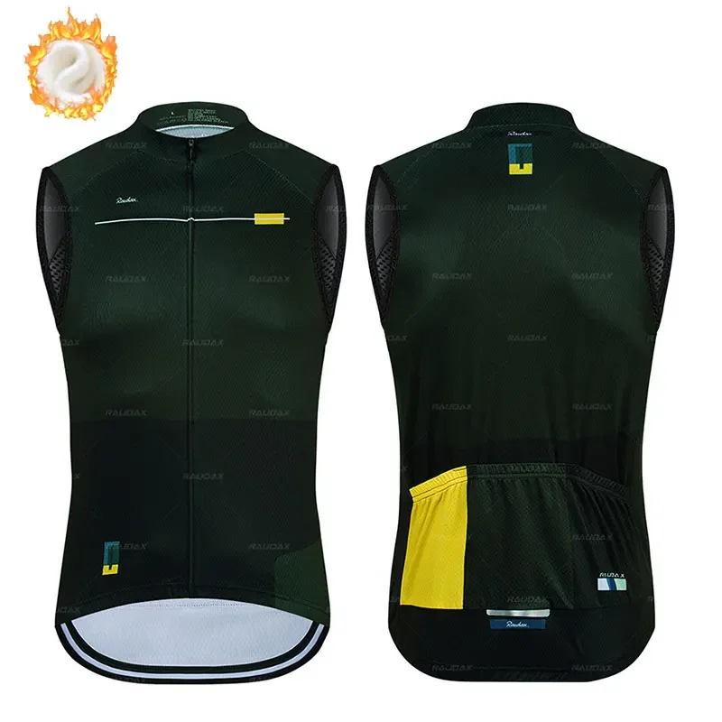 Winter Thermal Fleece Cycling Vest Raudax Team Winter Sleeveless Cycling Vest MTB Road Bike Tops Warm Jacket