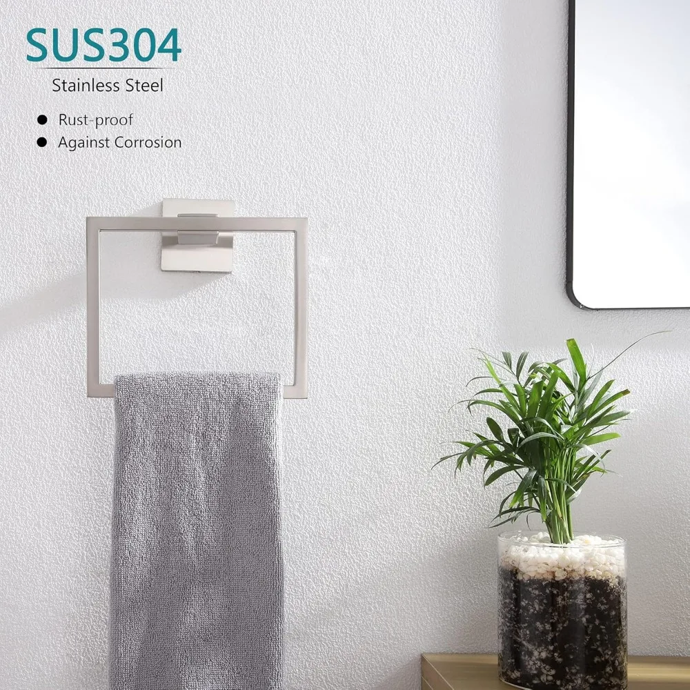 KOKOSIRI 4 Piece Bathroom Accessories Set Bath Towel Bar Roll Paper Holder Single Robe Hook Stainless Steel Wall Mounted
