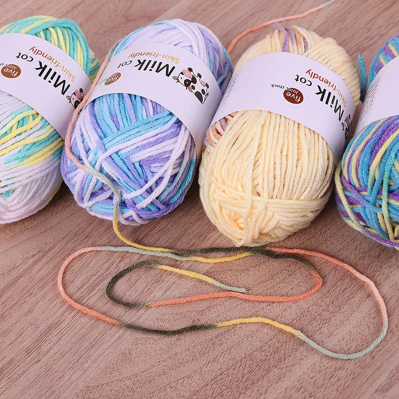 150g segmented dyed gradient colorful yarn, milk cotton, medium coarse hand woven hook, sweater, hat, scarf yarn 4