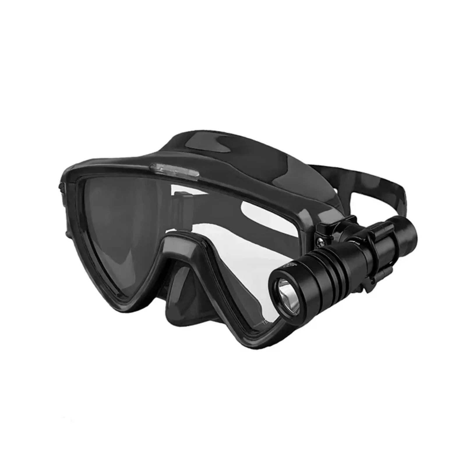 Scuba Diving Mask with flashlight Bracket, Liquid Silicone Face Mask,Tempered Glass, Anti-Fog Snorkel Mask Strap Mount Clip