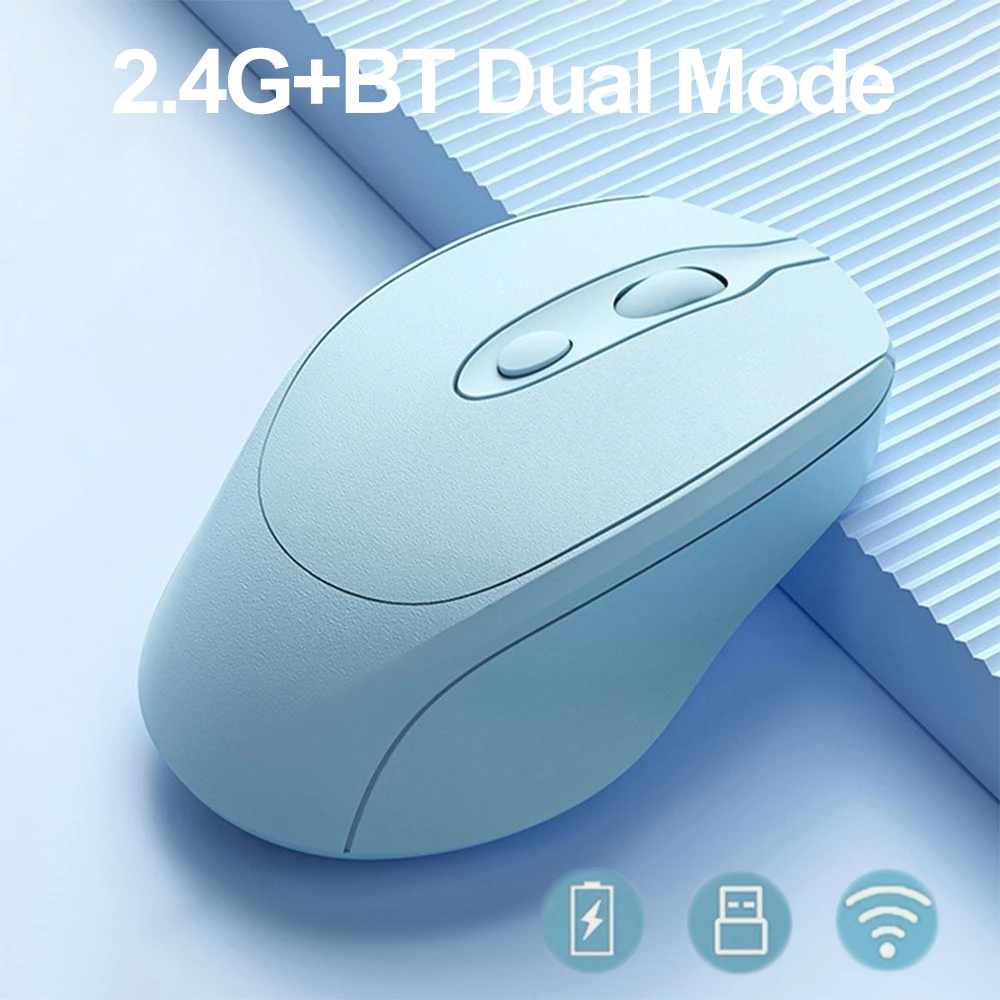 עכבר אלחוטי נטען תואם Bluetooth 2.4Ghz מצב כפול שקט ארגונומי למשחקים עבור מחשב נייד Macbook Tablet Gamer