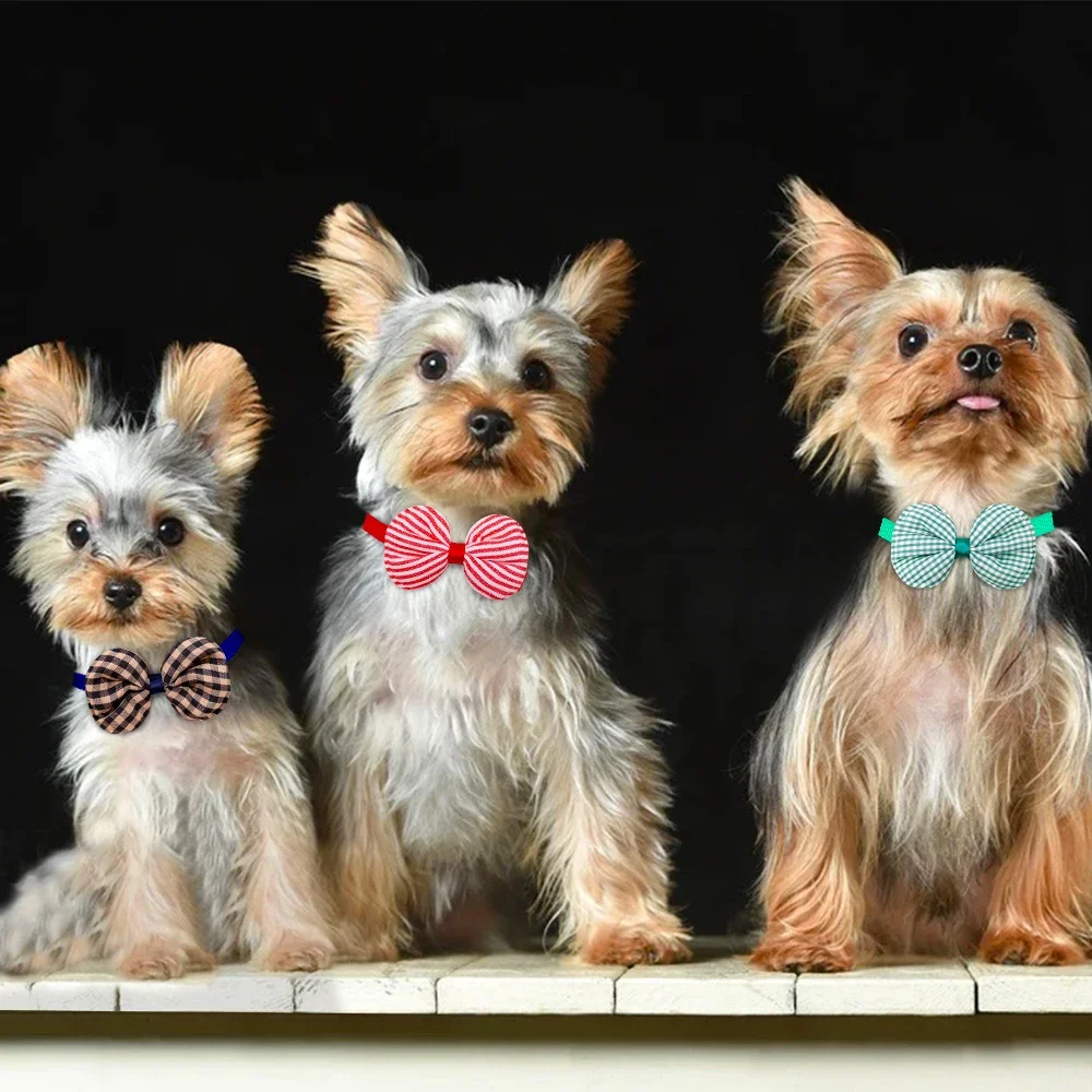 50/100pcs Small Dog Cat Bow Tie Stripe Pet Dog Bowties Collar Dog Fashion Grooming Accessoreis Cute Dogs Supplies For Small Dogs 2