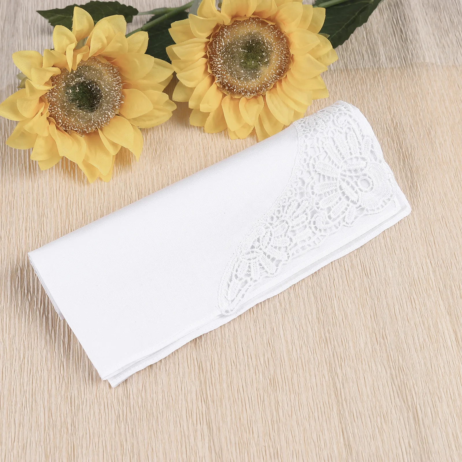 3/6pcs Unisex Cotton Handkerchief Soft Washable Hanky Soluble Lace Hand Towel Pocket Wedding Party Gift 43x43cm