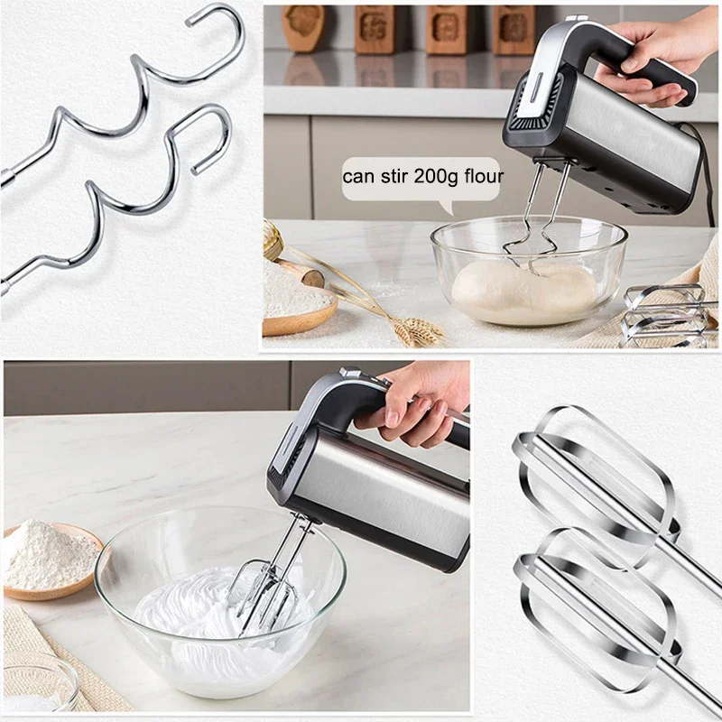 Electric Egg Beater Stainless Steel Mini Whipped Cream White and Flour Mixer Cake Baking Egg Beater Multifunctional Dough maker 4
