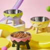 A colorful dopamine pet bowl Fashion feeding large capacity stainless steel dog bowl drinking water neck cat bowl egg shell high 3