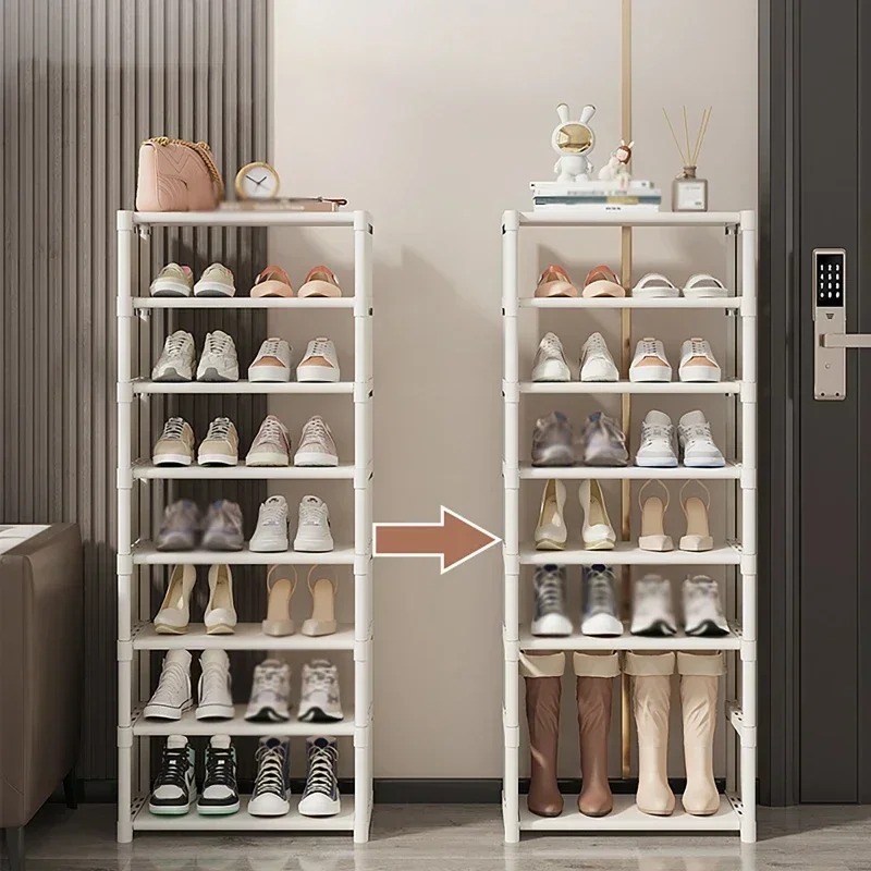 High Capacity Shoe Rack Storage Cabinet Rental House Door Organizer Easy Assembly Hallway Storage Rack Wall Corner Shoes Shelf