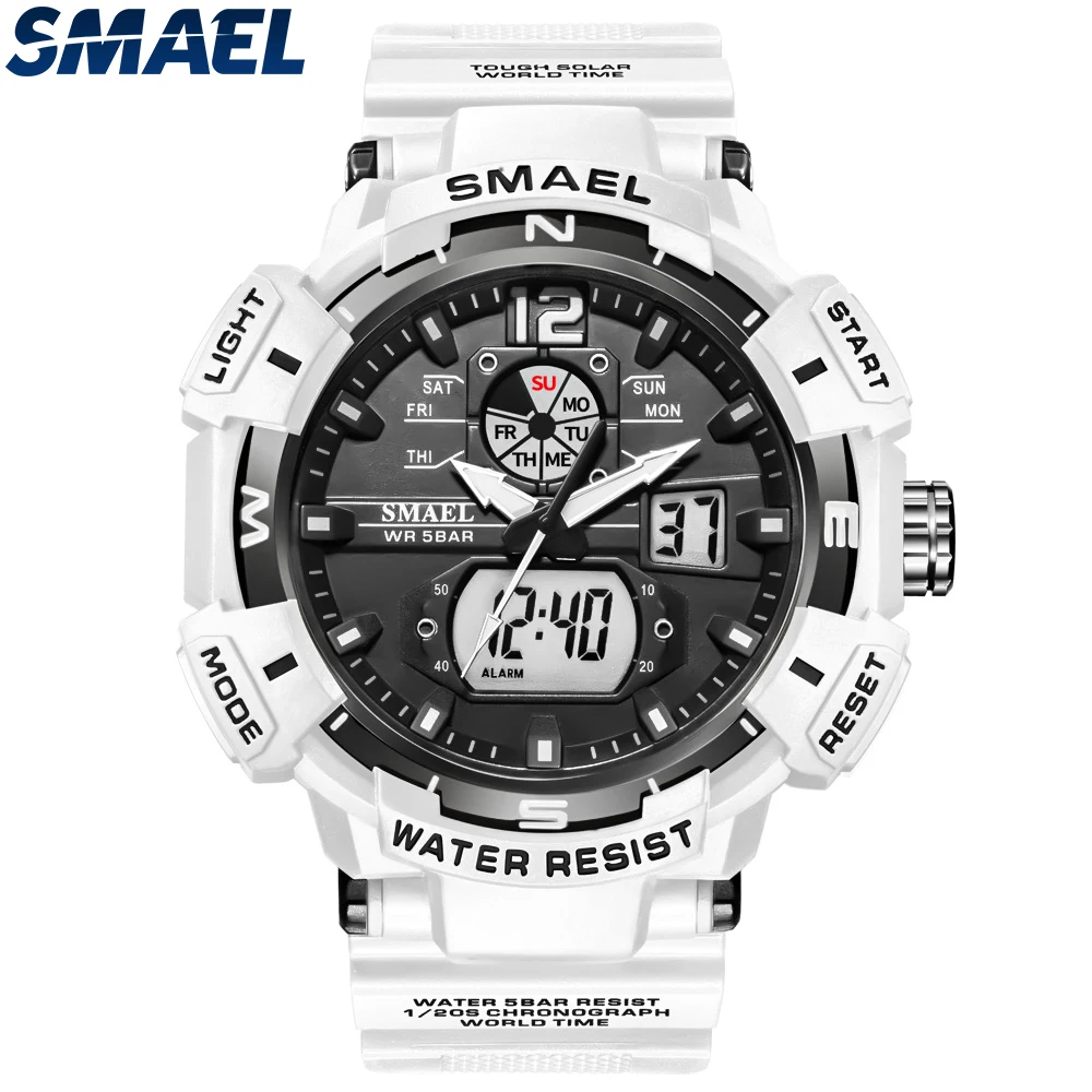 

Спортивные часы SMAEL, водонепроницаемые часы с кварцевым механизмом, цифровые женские часы, секундомер, будильник 8045, мужские часы