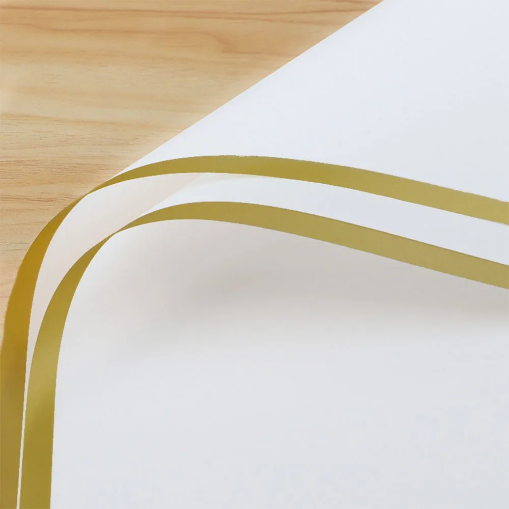 10 Sheets Flower Wrapping Paper with Golden Edges Waterproof Bouquet Packaging Ideal for DIY Weddings Birthdays Presents Package