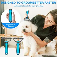 Two Sided Pet Grooming Comb Deshedding Brush Stainless Steel Skin Friendly for Dogs Cats Long Short Hair Removal Brush 4
