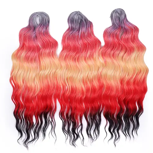 Anna Synthetic Hair 24 Inch Water Wave Braiding Hair Extensions Ombre Blonde Deep Wave Afro Curl Twist Crochet Hair for Women - Image 13