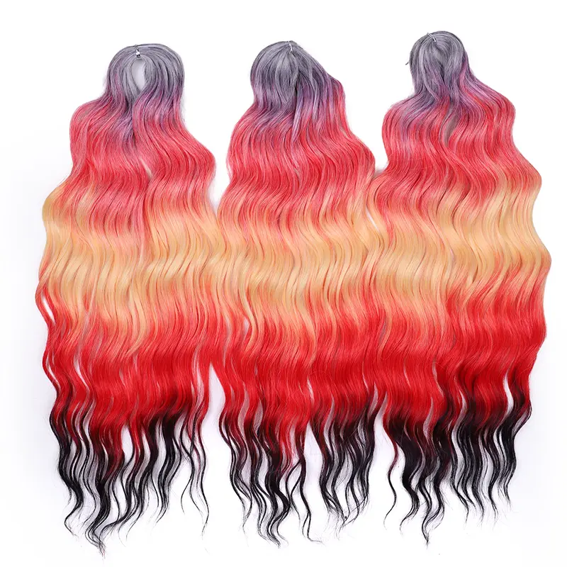 Anna Synthetic Hair 24 Inch Water Wave Braiding Hair Extensions Ombre Blonde Deep Wave Afro Curl Twist Crochet Hair for Women - Image 13